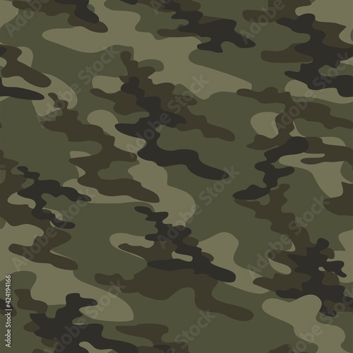 Camouflage seamless pattern.Military green design. Print on fabric on clothing. Vector