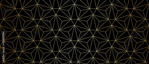 Pattern with golden lines and triangles. Stylish abstract geometric diamond texture in light color. Seamless linear pattern for fabric, textile and jewelry. Modern swatch for design.