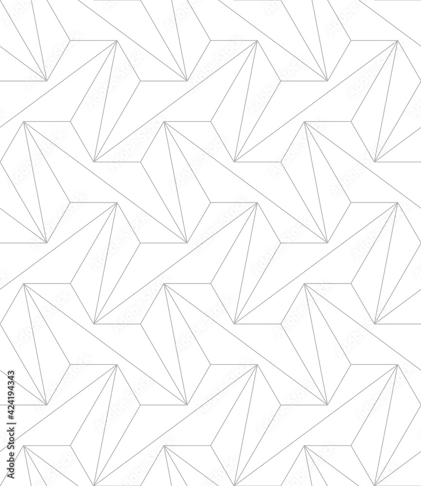 Pattern with thin lines and polygons forming a three-dimensional surface. Stylish abstract geometric diamond texture. Seamless linear pattern for fabric, textile and wrapping. White stylish swatch. Pattern with thin lines and polygons forming a three-dimensional surface. Stylish abstract geometric diamond texture. Seamless linear pattern for fabric, textile and wrapping. White stylish swatch.