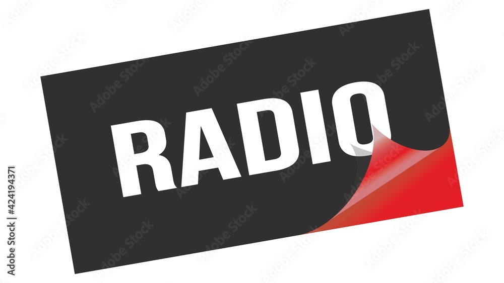 RADIO text on black red sticker stamp. RADIO text on black red sticker stamp.