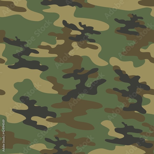 green Texture military camouflage repeat print. Seamless army pattern. Modern