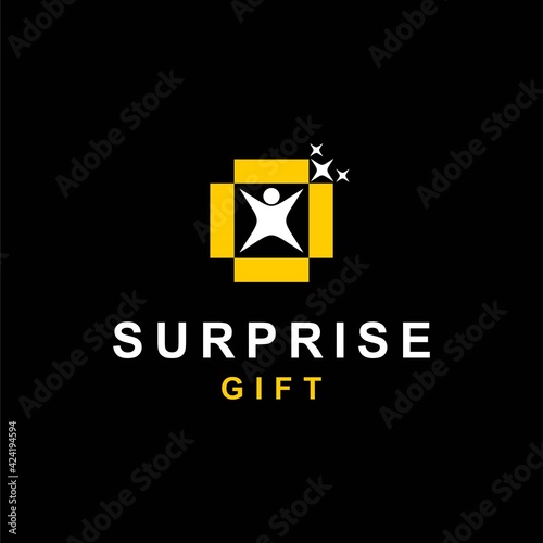 surprise logo with gift concept