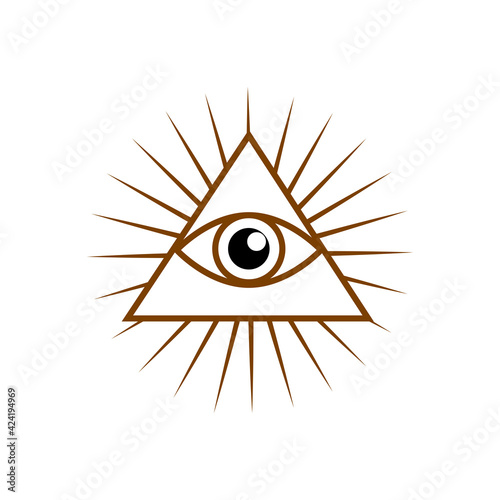 Evil eye pastel isolated. Magic, witchcraft, occult symbol. Hamsa eye, karma, magic eye, decorative element. Brown