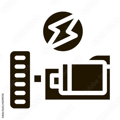 electro car engine glyph icon vector. electro car engine sign. isolated symbol illustration