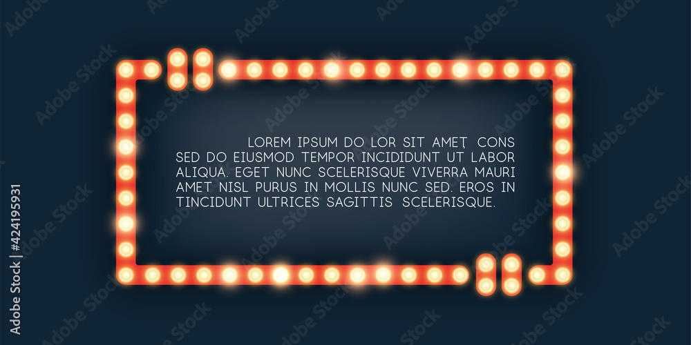 Marquee lights in rectangle frame illustration
