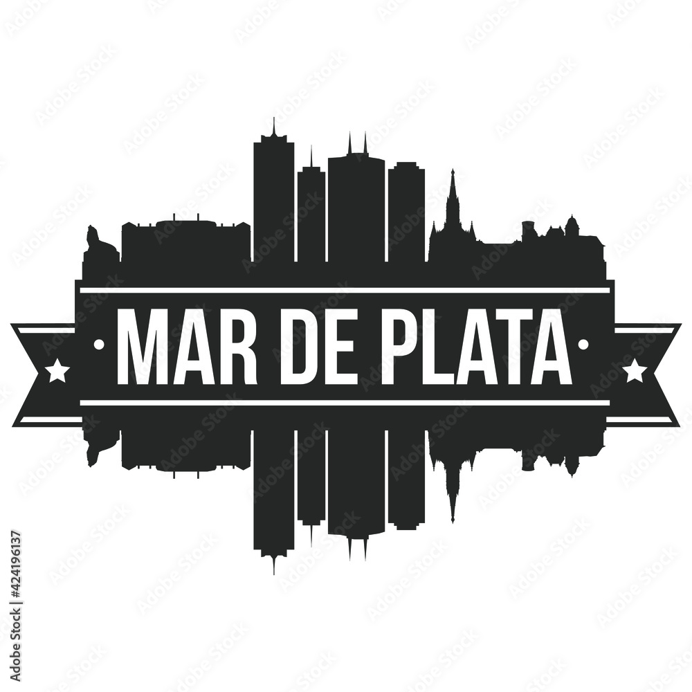 Mar de Plata Argentina Skyline Banner Vector Design Silhouette Art Background Stencil. Mar de Plata Argentina Skyline Banner Vector Design Silhouette Art Background Stencil.