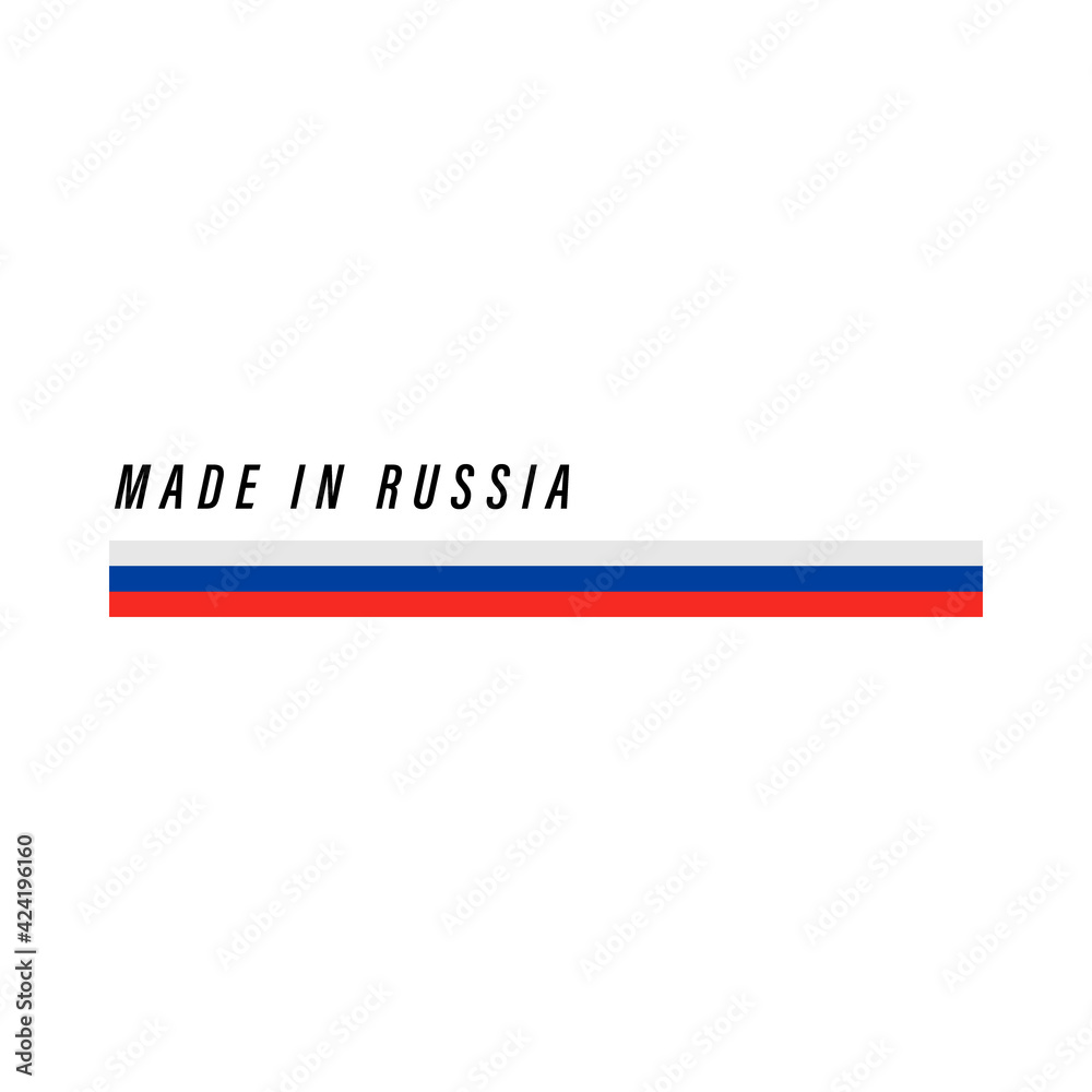 Made in Russia, badge or label with flag isolated Made in Russia, badge or label with flag isolated