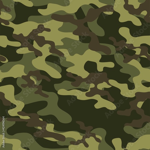 Abstract military seamless green camouflage texture for print. Modern. Vector