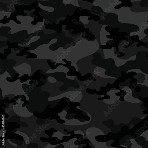 dark camouflage pattern military texture on textile. Repeat print. Fashionable background. Vector