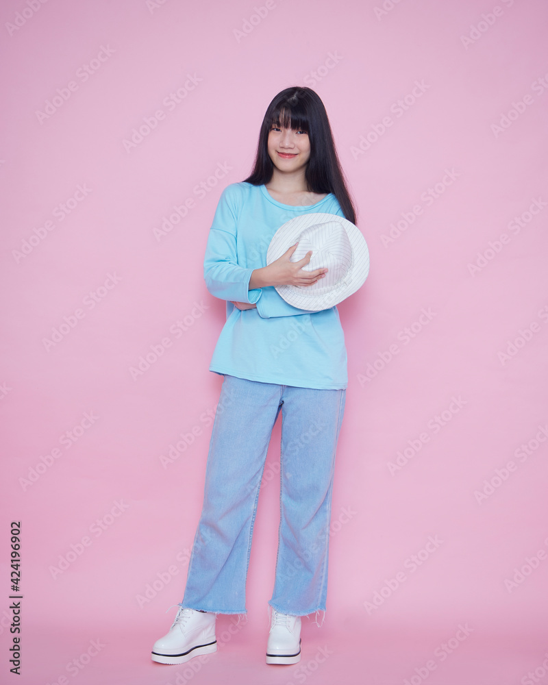Young woman on pink background Young woman on pink background