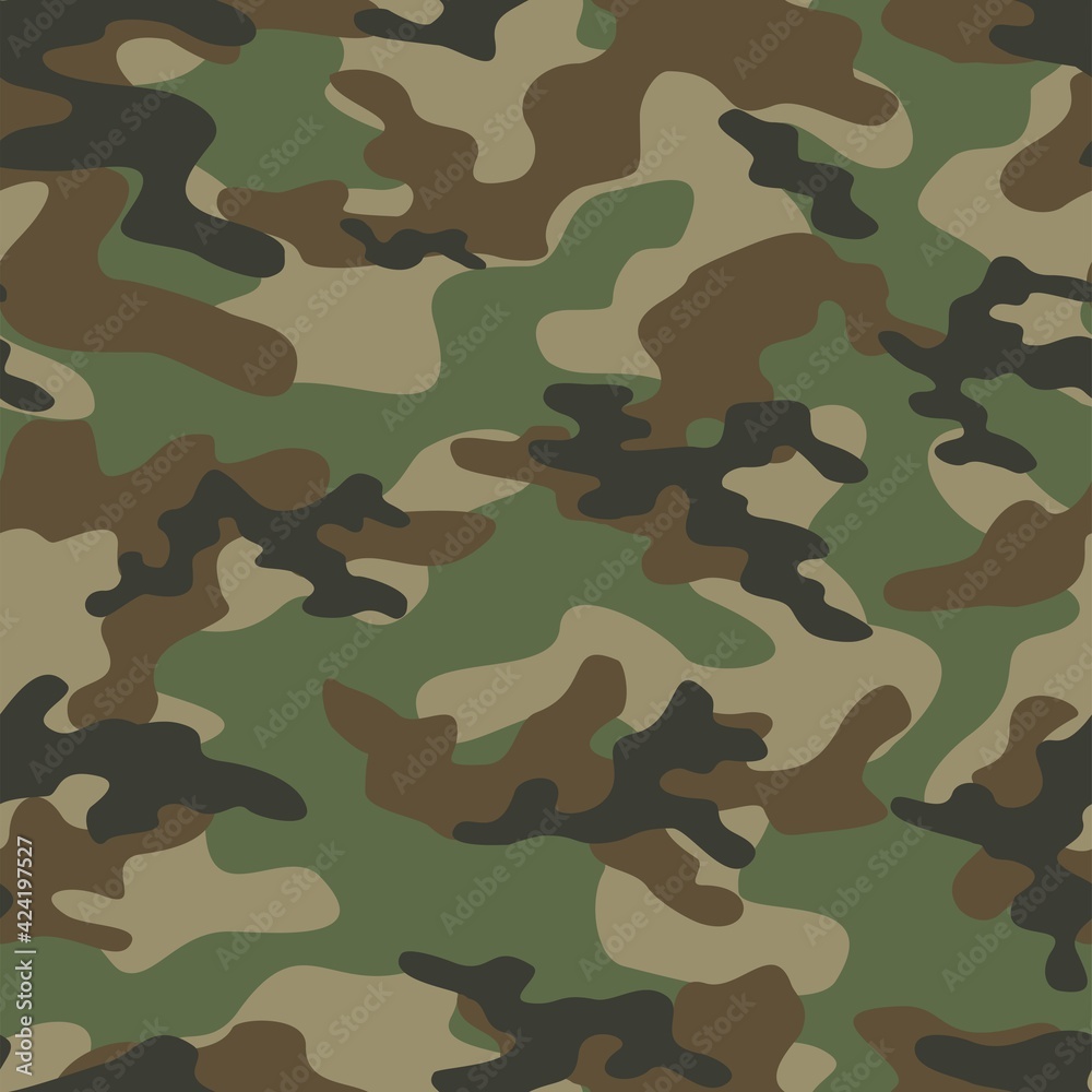 Fototapeta premium Abstract seamless military camo texture for print. Forest background. Vector