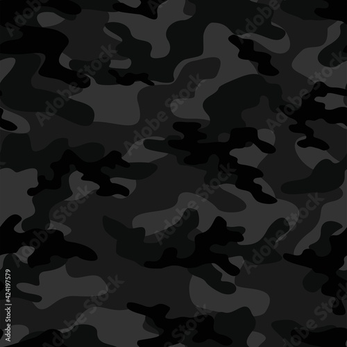 dark Abstract seamless camouflage pattern for printing clothes, fabrics. Army background. Vector design.