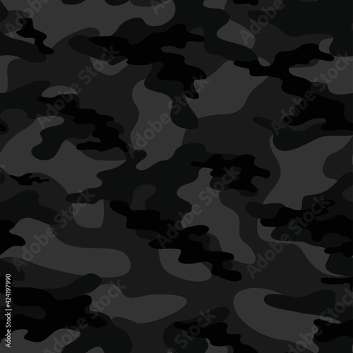 dark Camouflage modern pattern seamless element for printing clothes, fabrics. Vector. Hunting and fishing.