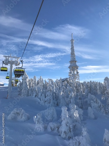 Polska zima , polish winter, szczyrk, full of snow, ski lift,  photo