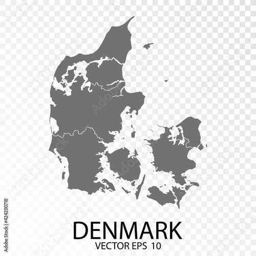 Foto Transparent - High Detailed Grey Map of Denmark. Vector Eps 10.