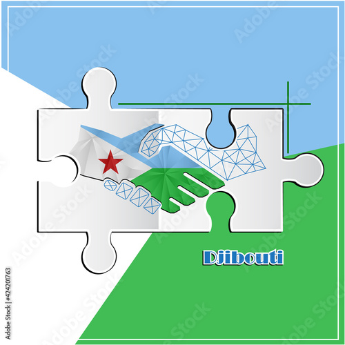 Handshake logo made from the flag of Djibouti