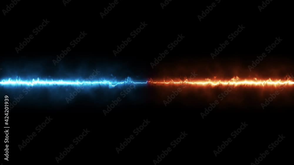 Horizontal glowing flame presented in contrast blue cold and hot fire tone. Line flame with alpha black and white. Horizontal glowing flame presented in contrast blue cold and hot fire tone. Line flame with alpha black and white.