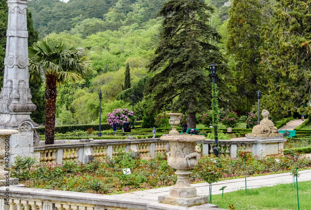 Yalta, Crimea, Russia- May 1, 2020: Massandra Palace - museum on the southern coast of Crimea.