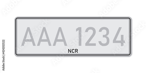 Car number plate. Vehicle registration license of Philippines