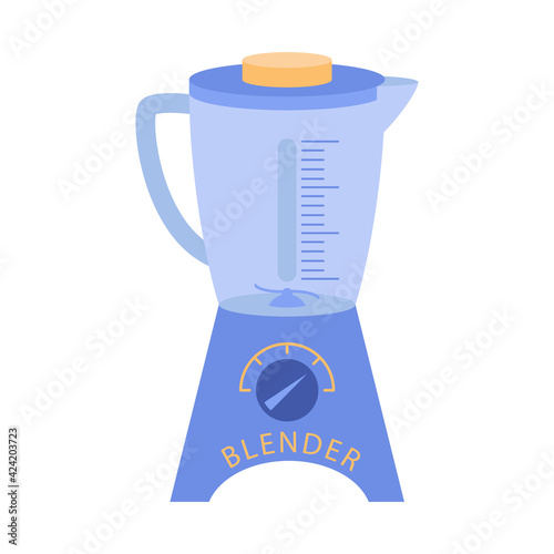 Blender isolated on white background. Kitchen tool for making smoothies and chopping food. Design element for web, templates print or presentation, promotional materials. Health food and drink concept