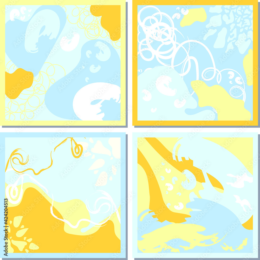 Set of four artistic vector abstract  background. Suitable for social media posts, mobile apps, banners design and web