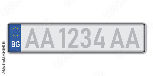 Car number plate. Vehicle registration license of Bulgaria