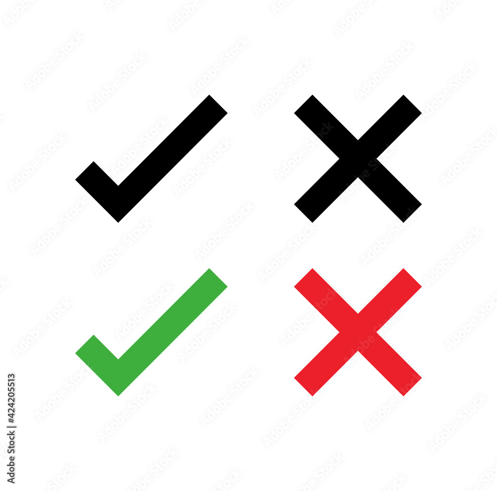 tick and cross icon vector in 3d style. check mark, checklist and delete tick and cross icon vector in 3d style. check mark, checklist and delete