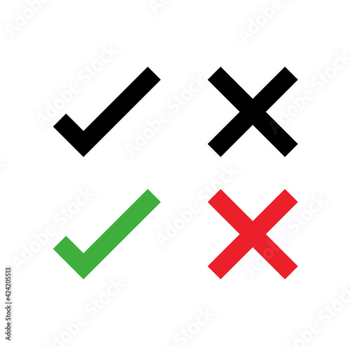 tick and cross icon vector in 3d style. check mark, checklist and delete 