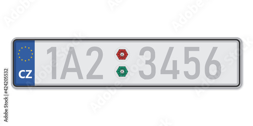 Car number plate. Vehicle registration license of Czech Republic