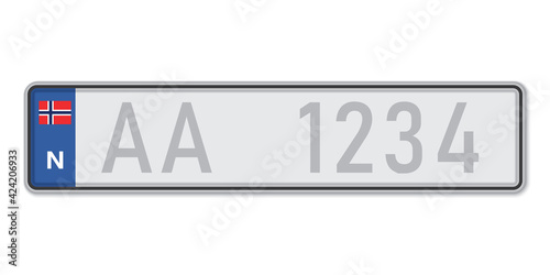 Car number plate. Vehicle registration license of Norway
