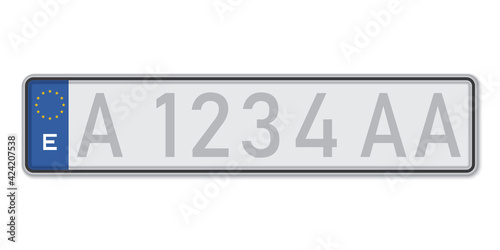 Car number plate. Vehicle registration license of Spain