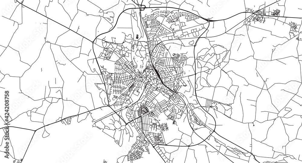 Urban vector city map of Naestved, Denmark
