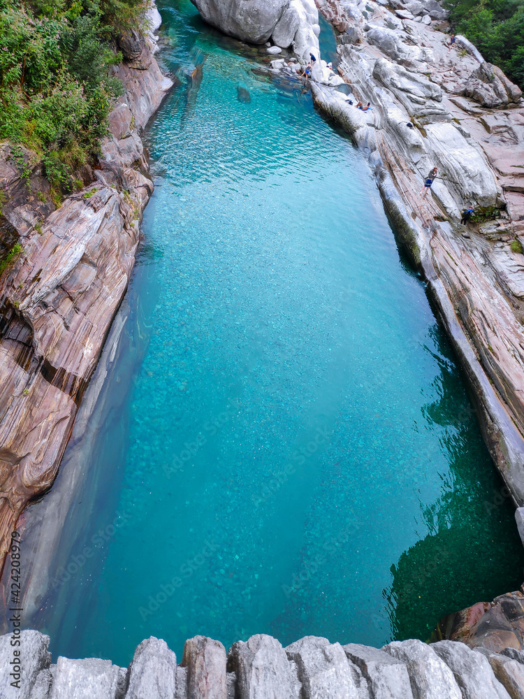 Pool of Verzasca river near Lavertezzo Ponte dei Salti, Ticino