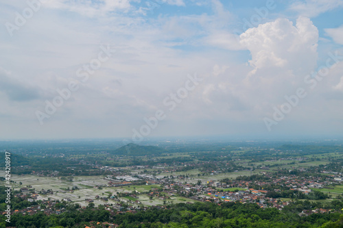 Panorama of the city, aerial view from Bukit Bintang, Gunung Kidul Regency, Yogyakarta, Indonesia. © Radianti Umasangaji 