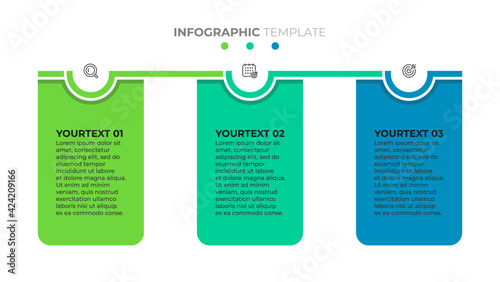 Business infographic timeline process with icons and 3 options or steps. Vector illustration.
