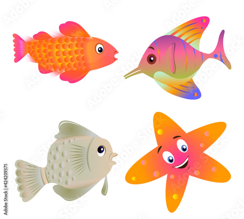 Fish cartoon set vector