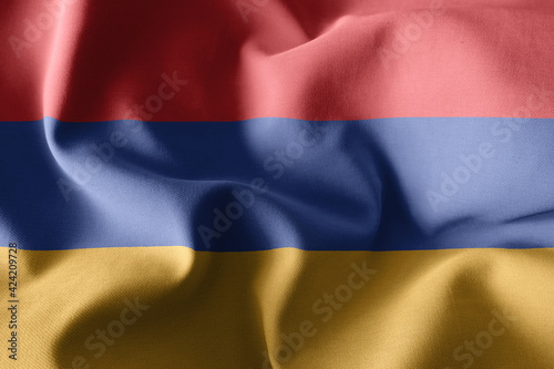 3d rendering waving silk flag of Armenia