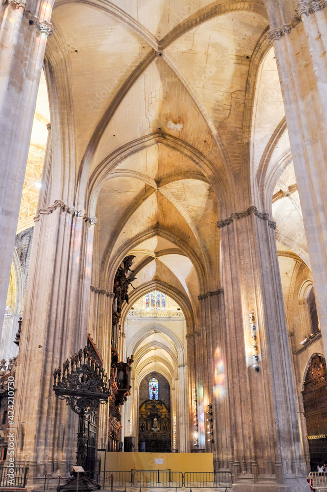 Interiors of Seville cathedral, Andalusia, Spain