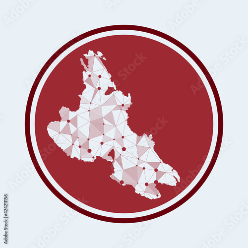 Krk icon. Trendy tech logo of the island. Geometric mesh round design. Technology, internet, network, telecommunication concept. Vector illustration.