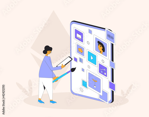 NFT. Non Fungible Token. Vector color illustration.