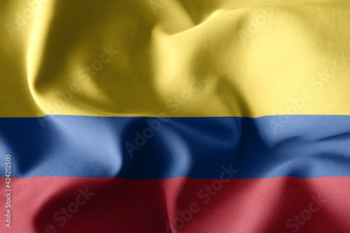 3d realistic waving silk flag of Colombia