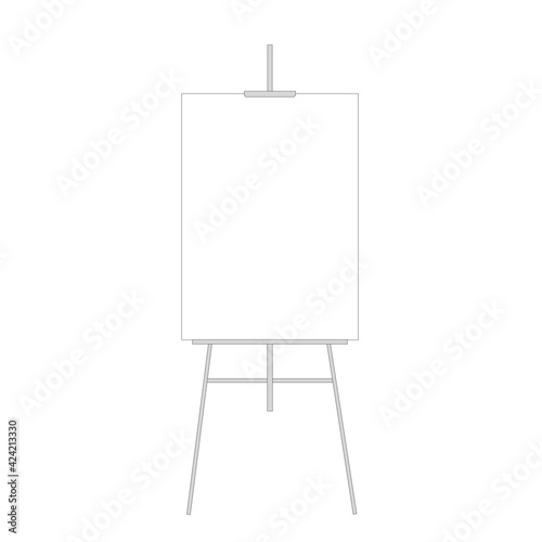 Easel with empty canva. Vector illustration.