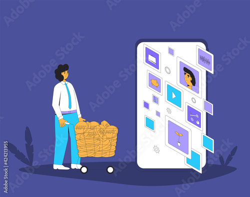 NFT. Non Fungible Token. Vector color illustration.
