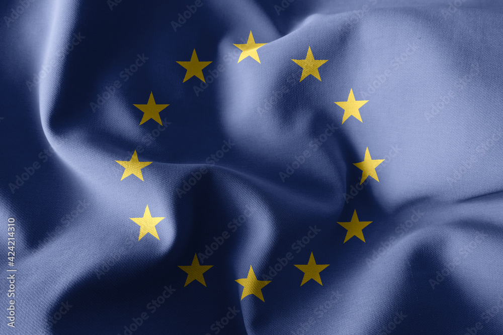 3d rendering waving silk flag of European Union 3d rendering waving silk flag of European Union