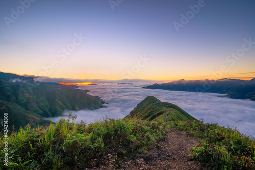 Ta Xua is a famous mountain range in northern Vietnam. All year round  the mountain rises above the clouds creating cloud inversions.