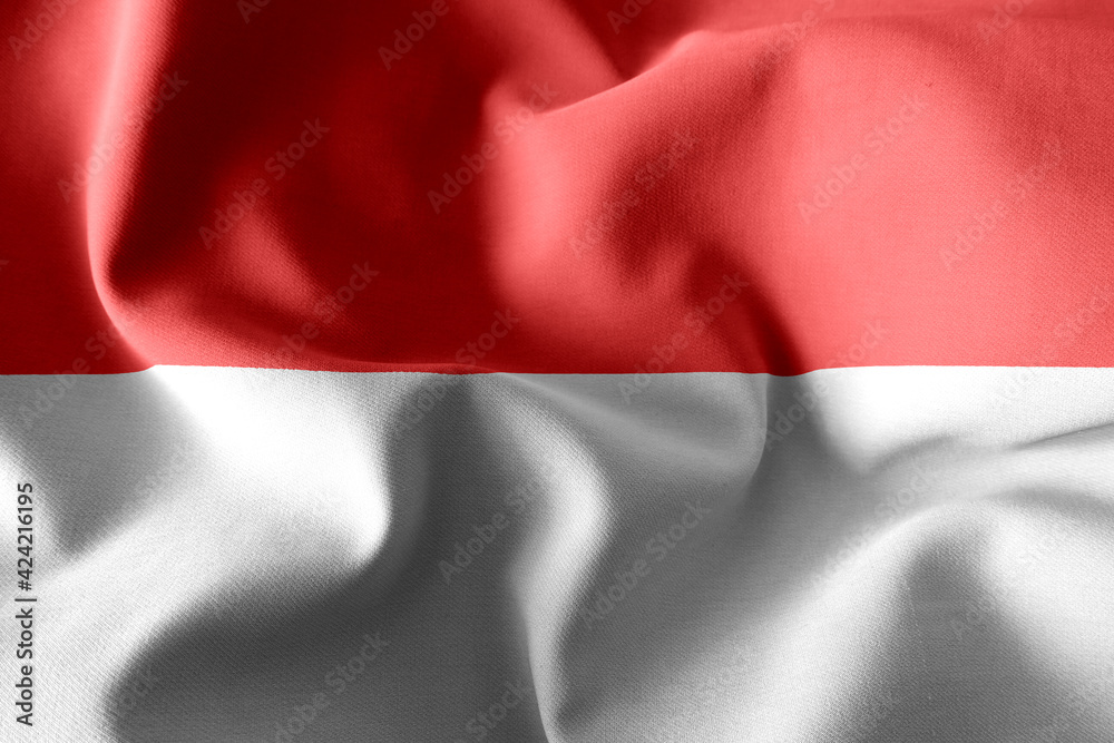 3d rendering waving silk flag of Indonesia