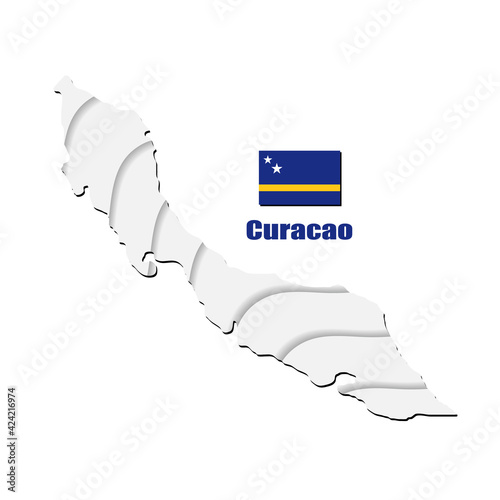 Curacao map on white background. vector illustration.