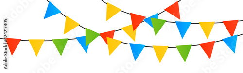 Multicolored bright buntings garlands vector background