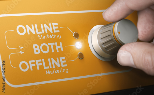 Tableau sur toile Combining both online and offline in a marketing strategy.