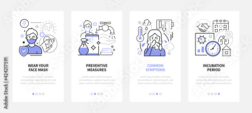 Coronavirus Disease - line design style web banners